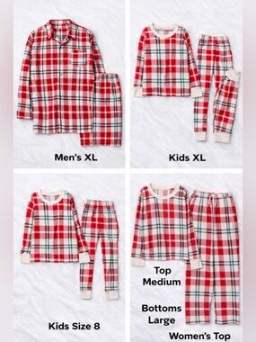 Old Navy Red White and Green Plaid Matching Family Pajama Set Mixed Sizes